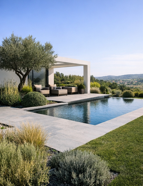 Aménagement extérieur bois et jardin par Mediteo